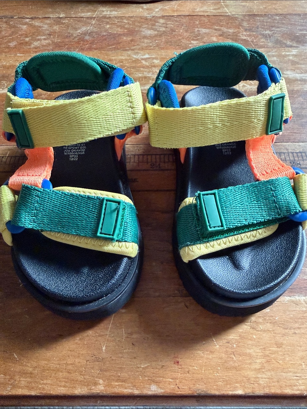 GAP Toddler 5-6 Multicolor Sport Sandals - Green, Yellow, Orange, Blue
